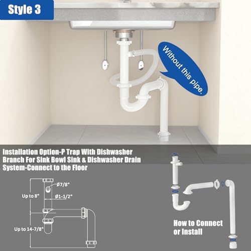 （1 Pack） Yariwiz 1-1/2 inch White Kitchen Sink Drain Kit - Image 5