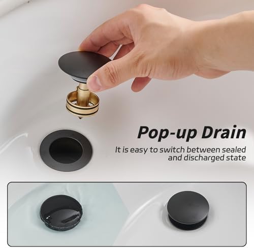 BWE Pop-Up Bathroom Sink Drain, - Image 4