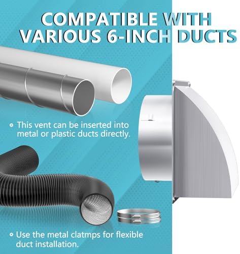 HG Power 6 Inch Dryer Vent Cover Outside - Image 6
