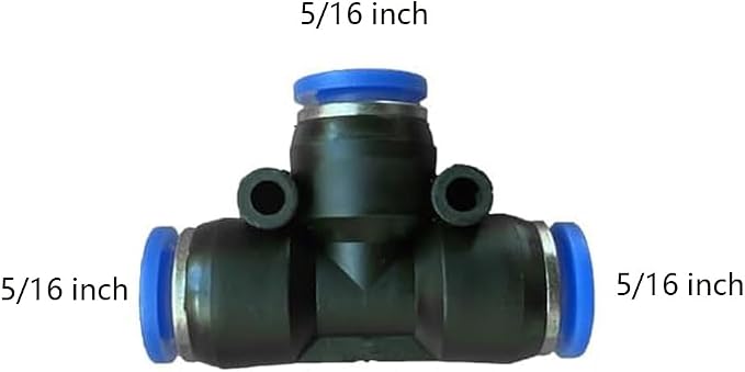 5 Pcs 5/16" x 5/16"x 5/16" Pneumatic T Shaped 3 Way Tube Reducer Connector - Image 2