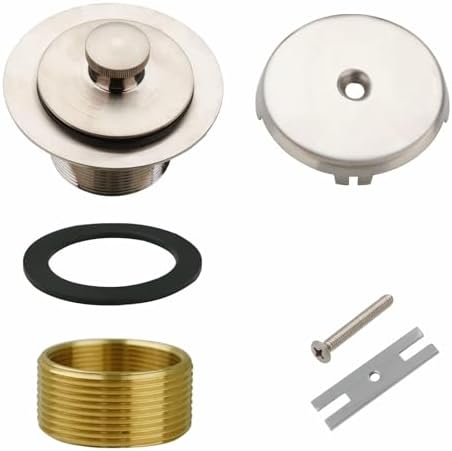 WELSAN Brushed Nickel Bathtub Drain and 1 Hole Overflow Kit, Bath Tub Drain by WELSANGREENHOME