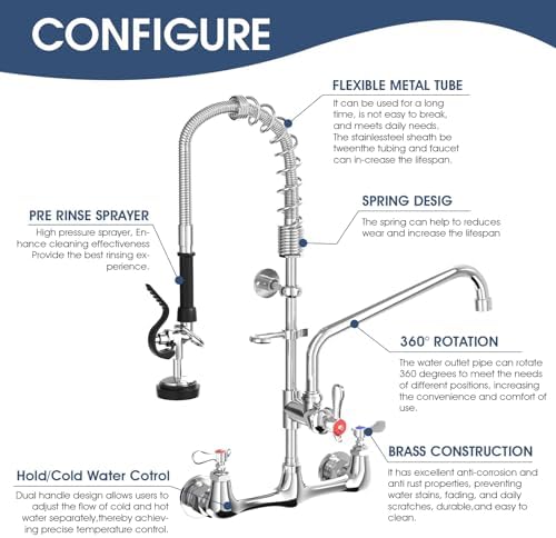 Commercial Wall Mount Kitchen Faucet - Image 3