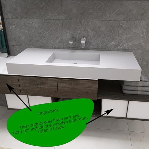47"X19" Wall Mount Sink without Hole, Stone Bathroom Sink - Image 2