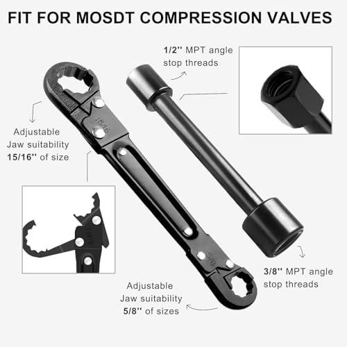 Angle Stop Wrench 2-Pack — Plumbing Tool 15/16" & 5/8" Compression... - Image 2