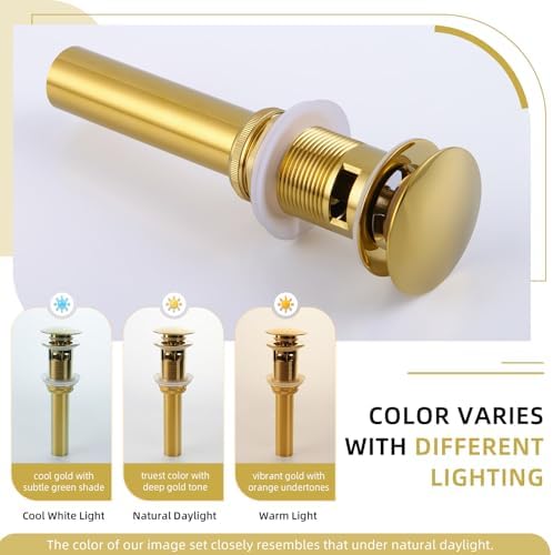 Angle Simple Bathroom Sink Drain Stopper, Pop Up Design, Deep Titanium Gold - Image 3
