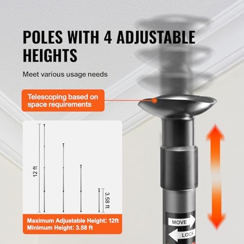 VEVOR Dust Barrier Poles, 12 Ft Poles - Image 5