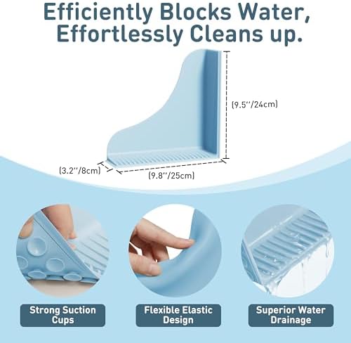No-Adhesive 2-Pack All-Silicone Shower Splash Guard - Image 2