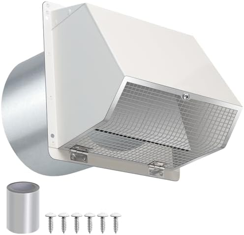 10 Inch Hooded Wall Vent with Screen and Damper, Outdoor Wall Exhaust Vent by JYINCPED