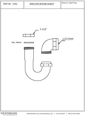 Westbrass D402LA-12 1-1/2" Brass LA Code P-Trap, Oil Rubbed Bronze - Image 2