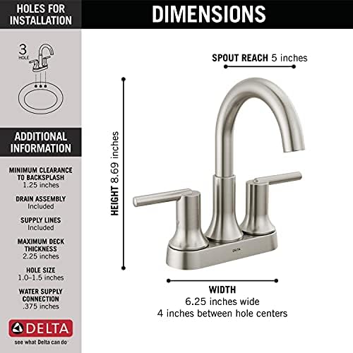 Delta Faucet Trinsic Brushed Nickel Bathroom Faucet, Bathroom Sink Faucet - Image 2