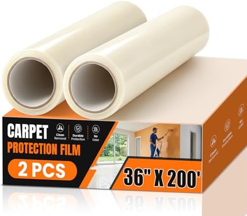 Pack of 2 Rolls 3mil Carpet Protection Film 36" x 200', self-Adhesive Plastic by Unknown