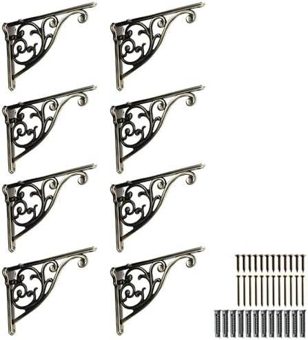 Khtumeware 4 Pack Brushed Antique Brass Shelf Bracket 8 Inch, Decorative by khtumeware