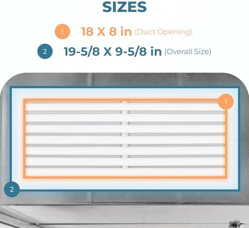 Rustproof 18 x 8 Inch Aluminum Vent Cover – Quiet Return Air Grille - Image 3