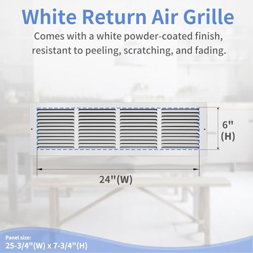 Howeall 24"W x 6"H Steel Return Air Grille, Air Return Vent Cover - Image 3