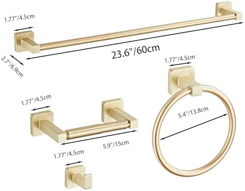 Brusehd Light Gold Bathroom Hardware Set 4 Pieces, Bathroom Accessories Set - Image 7