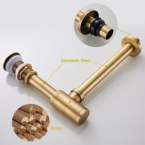 Solid Brass Bathroom Sink P-Trap Complete Set, Adjustable 1-1/4 Bottle Trap - Image 6