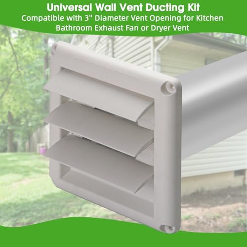 3"Dryer Vent Kit Through Wall w/Hose/Duct Connector/Wall Plate, 9ps Vent Kit - Image 4