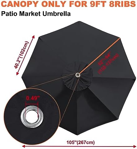 EliteShade USA 9FT Patio Umbrella Replacement Covers 8 Ribs Market Umbrella - Image 3