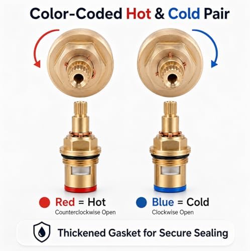 Brass Faucet Cartridge Replacement Kit M20 x 1.5 Ceramic Valve Pair - Image 5
