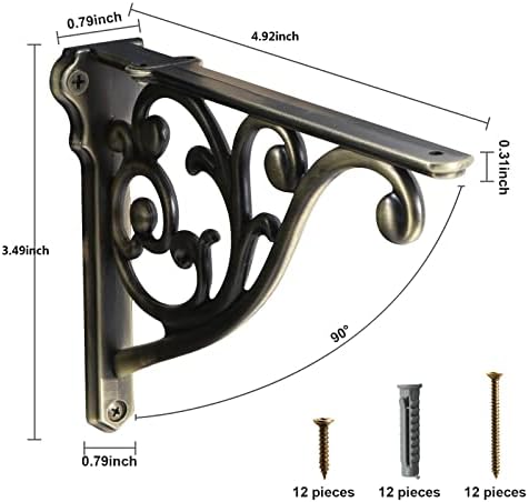 Khtumeware Ornate Decorative Shelf Brackets, 5-inch Small wall Mounted Shelving - Image 2