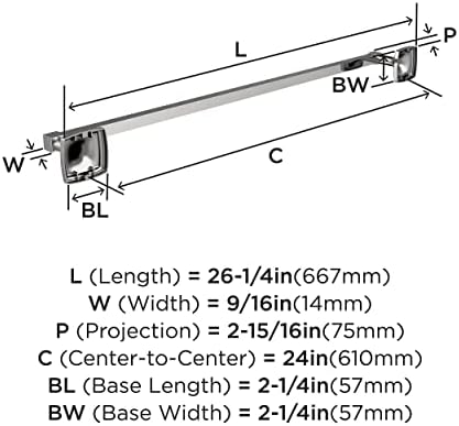 Amerock Stature 24" Chrome Towel Bar - Image 6