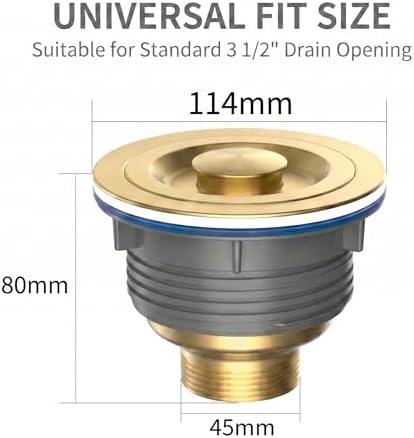 LQS Kitchen Sink Drain Strainer Assembly, Sink Drain 304 Stainless Steel - Image 2