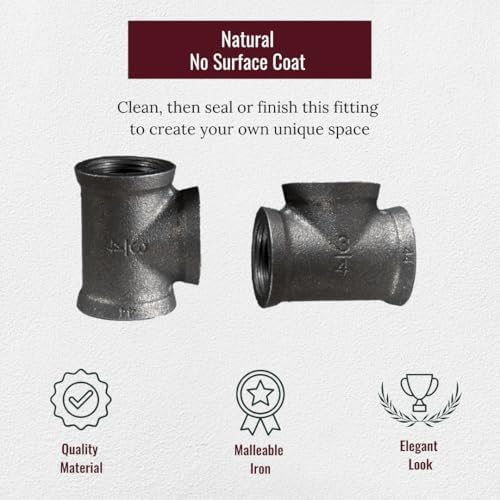Tee 3/4" Pipe Fitting – Industrial Threaded Black Iron Pipe Fitting - Image 2