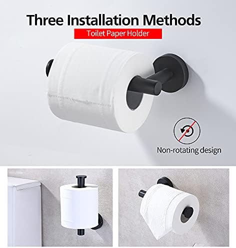 2pcs Matte Black Toilet Paper Holder and Towel Ring Set, Stainless Steel - Image 3