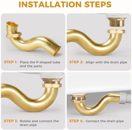 BOTEMY Brass P-Trap 1-1/2 Inch for Freestanding Bathtub, Solid Brass Drain Kit - Image 7