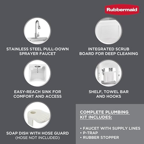 Rubbermaid Utility Sink Laundry Tub, Freestanding All-in-One Sink - Image 6