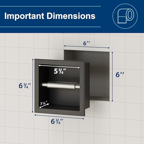 Neodrain Matte Black Recessed in Wall Toilet Paper Holder - Image 3