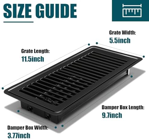 VOISEN Floor Register 4x10, 12 Pack Black Floor Vent Covers - Image 3