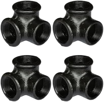 3/4" 3-WAY ELBOW Industrial Threaded Black Iron Pipe Fittings; Black Semigloss by PRIMPIPEWORKS