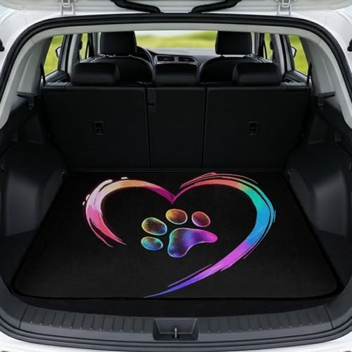 Colorful Heart Dog Paw Grocery Trunk Mat 29"x39" by Darisoco
