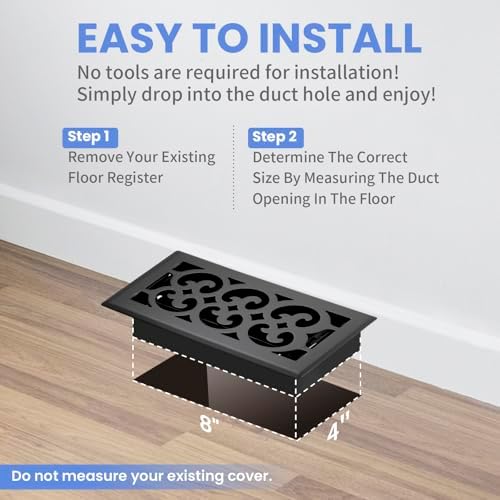 Howeall 4x8 Inches Heavy Duty Walkable Floor Register Easy Adjust Air Supply - Image 6