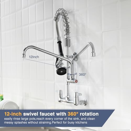 CENOSA 25" Commercial Sink Faucet Wall Mount - Image 4