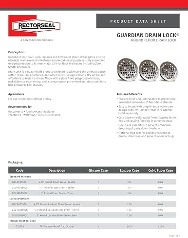 RectorSeal Guardian Drain Lock GDLRFD3500J Round Floor Drain Replacement Lock - Image 6