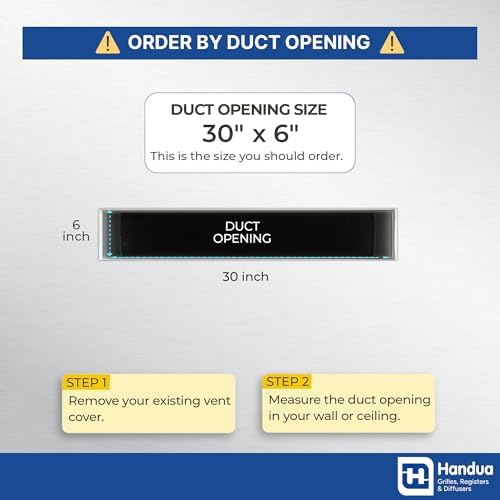 Fits 30x6 Hole | Aluminum Return Air Grille by Handua | Vent Cover Grill - Image 2