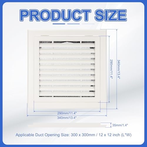 PATIKIL 12x12 Inch Plastic Ventilation Grille, Return Air Vent Cover Removable - Image 2