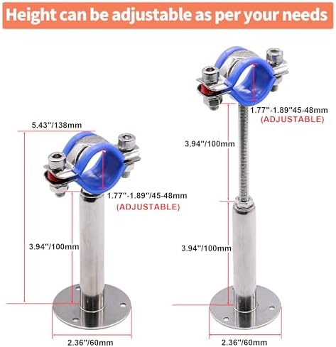 AKIHISA 2 Pcs 304 Stainless Steel Pipe Supports, Wall Mount Ceiling Mount Pipe - Image 2