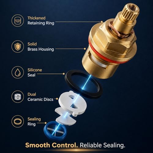 Brass Faucet Cartridge Replacement Kit M20 x 1.5 Ceramic Valve Pair - Image 6