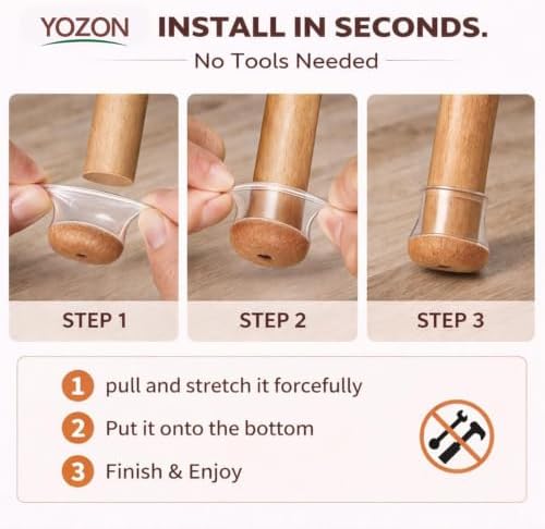 YOZON Chair Leg Floor Protectors Felt Silicone Caps Strengthen Bottom - Image 5