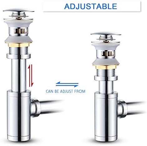 1-1/4" Bottle Trap Pop-Up Drain Stopper P-Trap Kit Chrome - Image 7