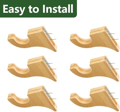 6 Pack Curtain Hooks for Wall, Wooden Shower Rod Holder - Image 4