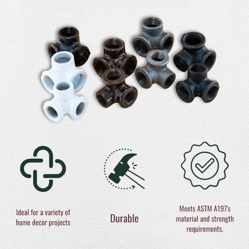 1/2" 3-WAY ELBOW Industrial Threaded Black Iron Pipe Fittings; Black Semigloss - Image 6