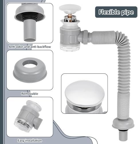 2 Pack Stainless Steel Bathroom Sink Drain Kit - Image 3