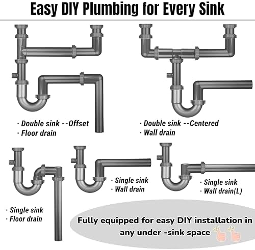 Universal 1-1/2 In Kitchen Sink Drain Kit, P-Trap And S-Trap Set - Image 4