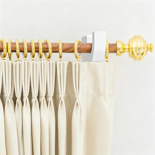 6 Pack White Curtain Hooks for Wall, Wooden Shower Rod Holder - Image 5