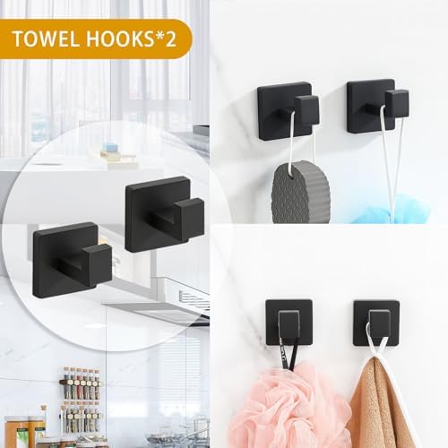 5-Piece Matte Black Bathroom Hardware Accessories Set - Image 6