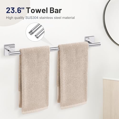 Lairuier Bathroom Hardware Set Polish Chrome, Towel Holder Set Wall Mounted - Image 2